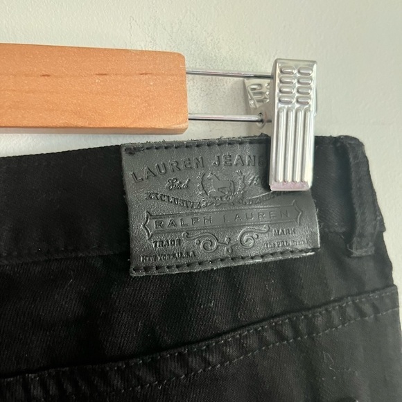 Lauren Ralph Lauren Black Embroidery Embellished High Rise Straight Leg Jeans - Picture 11 of 11